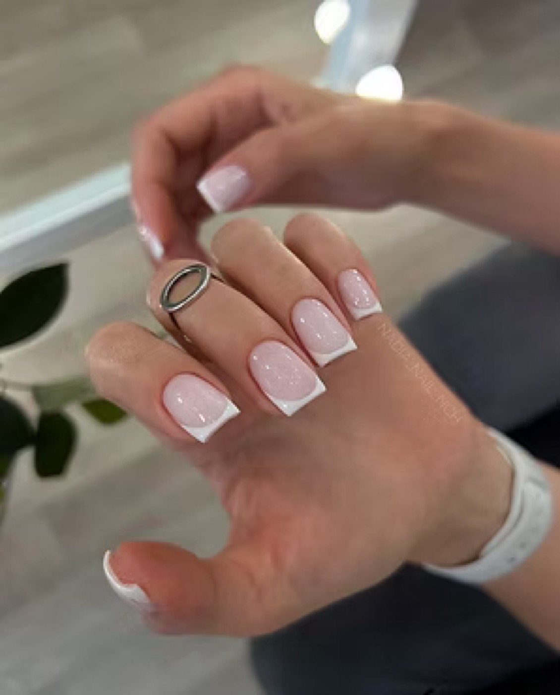 Classic French-tip gel manicure