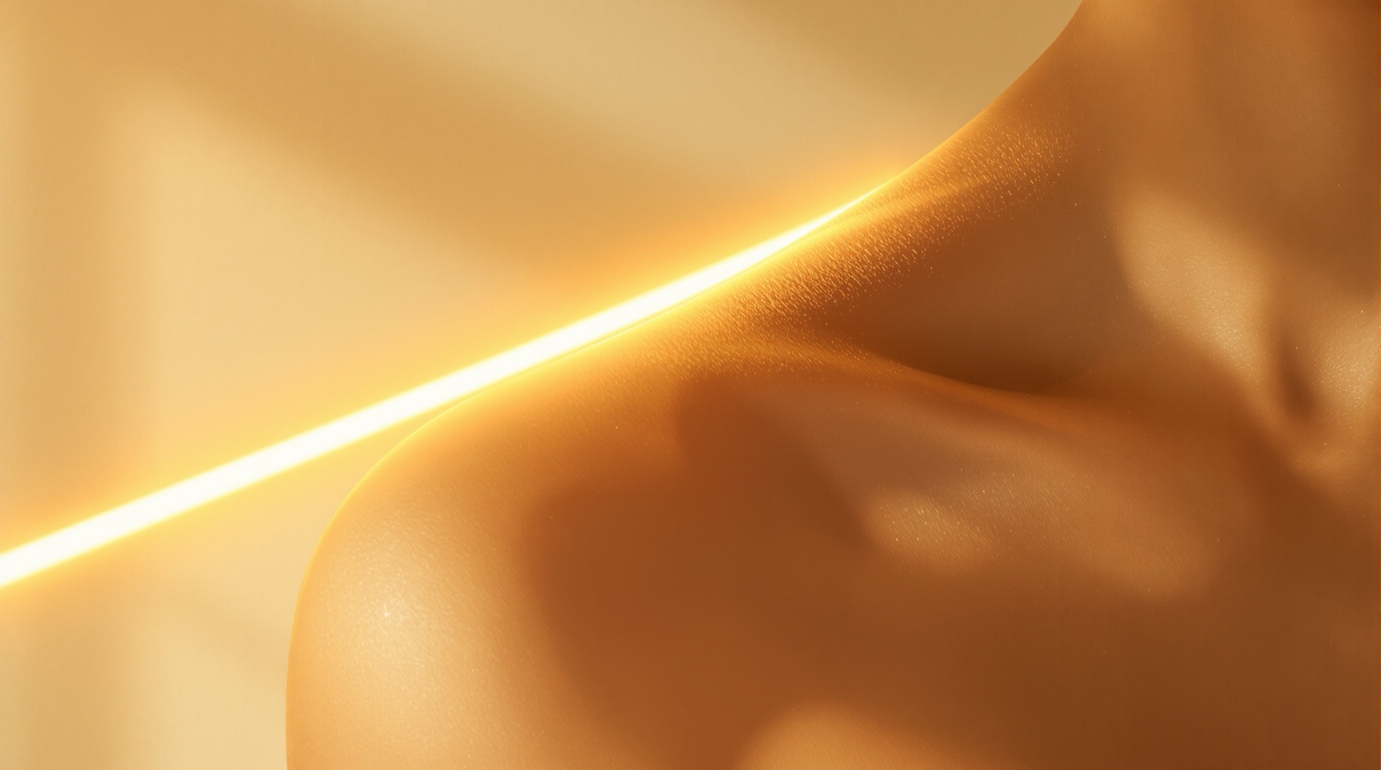 Smooth skin lit by a thin band of warm light, like a diode laser pass; laser hair removal for dark skin at Blanca Beauty Bar